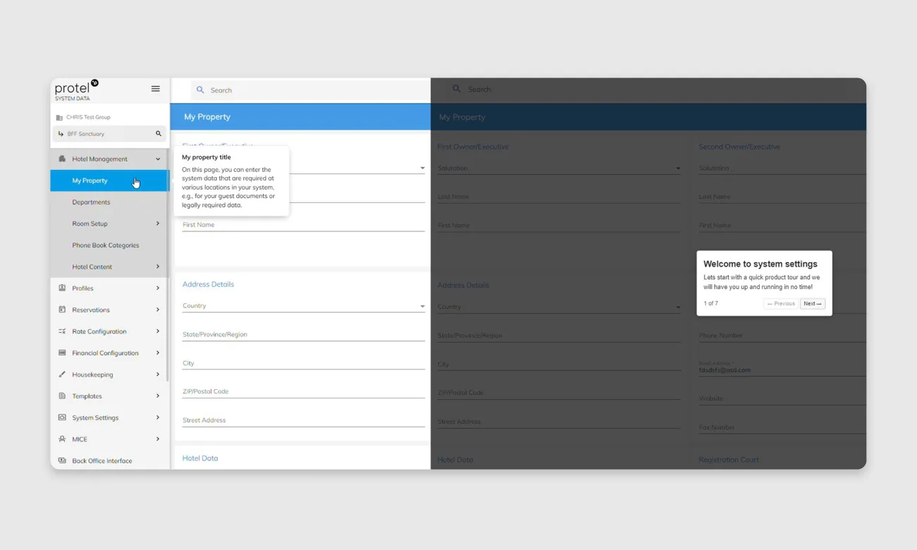 Onboarding tools and tips for new users screenshot PMS
