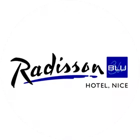 Logo for Radisson blu hotel, Nice, France